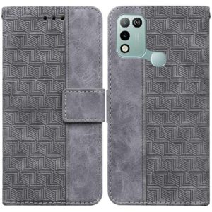 For Infinix Hot 10 Play / Smart 5 India Geometric Embossed Leather Phone Case(Grey) (OEM)