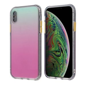 For iPhone X / XS Gradient Shockproof TPU + Acrylic Case with Detachable Buttons(Rose Red) (OEM)