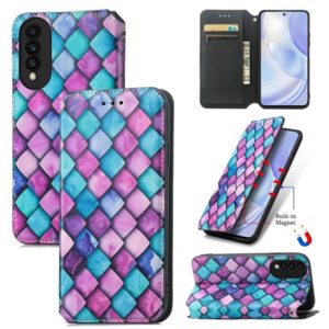 For Huawei nova 8 SE Youth Colorful Magnetic Horizontal Flip PU Leather Case with Holder & Card Slot & Wallet(Purple Scales) (OEM)