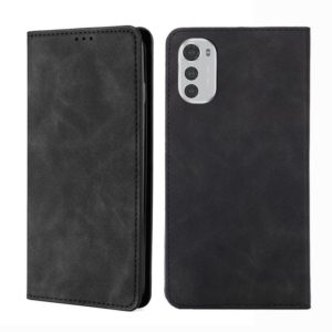 For Motorola Moto E32 4G Skin Feel Magnetic Horizontal Flip Leather Phone Case(Black) (OEM)