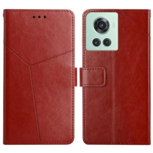 For OnePlus 10R/ACE Y Stitching Horizontal Flip Leather Phone Case(Brown) (OEM)