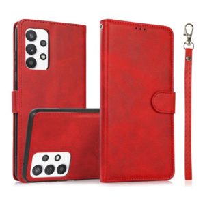 For Samsung Galaxy A32 Calf Texture 2 in 1 Detachable Magnetic Back Cover Horizontal Flip Leather Case with Holder & Card Slots & Wallet & Photo Frame(Red) (OEM)