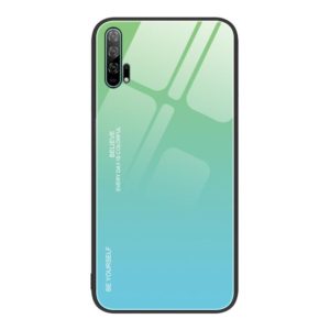 For Honor 20 Pro Gradient Color Glass Phone Case(Green Cyan) (OEM)