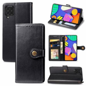 For Samsung Galaxy F62 Solid Color Leather Buckle Phone Case with Lanyard & Photo Frame & Card Slot & Wallet & Stand Function(Black) (OEM)
