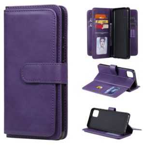 For OPPO Realme C11 Multifunctional Magnetic Copper Buckle Horizontal Flip Solid Color Leather Case with 10 Card Slots & Wallet & Holder & Photo Frame(Purple) (OEM)