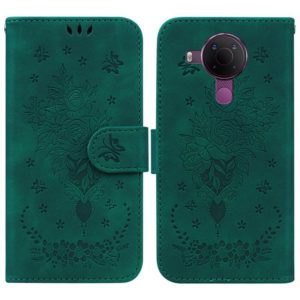 For Nokia 5.4 Butterfly Rose Embossed Leather Phone Case(Green) (OEM)