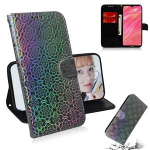 For Huawei Y7 Prime 2019 Solid Color Colorful Magnetic Buckle Horizontal Flip PU Leather Case with Holder & Card Slots & Wallet & Lanyard(Silver) (OEM)