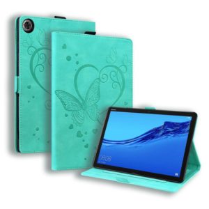 For Huawei MediaPad M5 Lite 8 / Honor Tab 5 Love Butterfly Pattern Horizontal Flip Leather Case with Holder(Green) (OEM)
