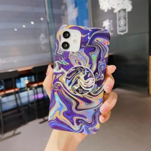 For iPhone 11 Pro Laser Glitter Watercolor Pattern Shockproof Protective Case with Folding Holder (FD4) (OEM)