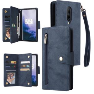 For OnePlus 7 Pro Rivet Buckle 9 Cards Three Fold Leather Phone Case(Blue) (OEM)