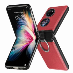 For Huawei P50 Pocket Litchi Pattern Ring Buckle Folding Phone Case(Red) (OEM)