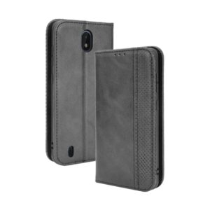 For Nokia C01 Plus Magnetic Buckle Retro Crazy Horse Texture Horizontal Flip Leather Case with Holder & Card Slots & Photo Frame(Black) (OEM)