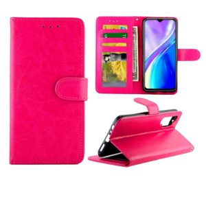 For OPPO Realme XT/X2 Crazy Horse Texture Leather Horizontal Flip Protective Case with Holder & Card Slots & Wallet & Photo Frame(Magenta) (OEM)