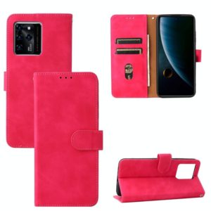 For ZTE Blade V30 Skin Feel Magnetic Buckle Calf Texture PU Phone Case(Rose Red) (OEM)