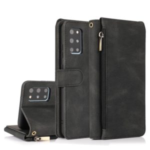 For Samsung Galaxy S20+ Skin-feel Crazy Horse Texture Zipper Wallet Bag Horizontal Flip Leather Case with Holder & Card Slots & Wallet & Lanyard(Black) (OEM)