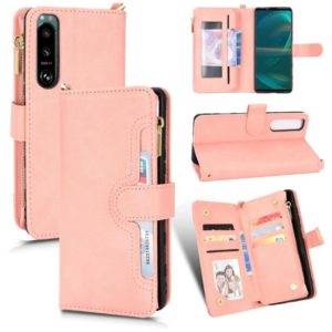 For Sony Xperia 5 III Litchi Texture Zipper Leather Phone Case(Pink) (OEM)