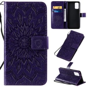 For Galaxy S20+ Sun Print Horizontal Flip Protective Case with Holder & Card Slots & Wallet(Purple) (OEM)