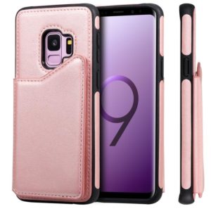 For Galaxy S9 Shockproof Calf Texture Protective Case with Holder & Card Slots & Frame(Rose Gold) (OEM)