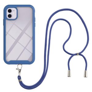 For iPhone 11 Starry Sky Solid Color Series Shockproof PC + TPU Protective Case with Neck Strap (Blue) (OEM)