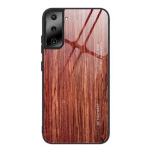 For Samsung Galaxy S21 Plus Wood Grain Glass Protective Case(M05) (OEM)