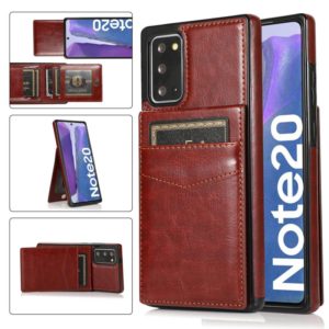 For Samsung Galaxy Note20 Solid Color PC + TPU Protective Case with Holder & Card Slots(Brown) (OEM)