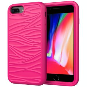 For iPhone 6/7/8 Plus Wave Pattern 3 in 1 Silicone+PC Shockproof Protective Case(Hot Pink) (OEM)