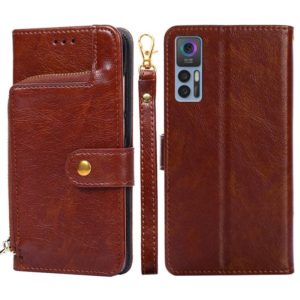 For TCL 30 5G/30 + 5G Zipper Bag Leather Phone Case(Brown) (OEM)