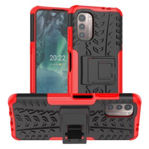 For Nokia G21 4G Tire Texture TPU + PC Phone Case with Holder(Red) (OEM)