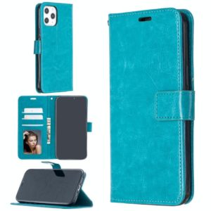 For iPhone 12 Pro Max Crazy Horse Texture Horizontal Flip Leather Case with Holder & Card Slots & Wallet & Photo Frame(Blue) (OEM)