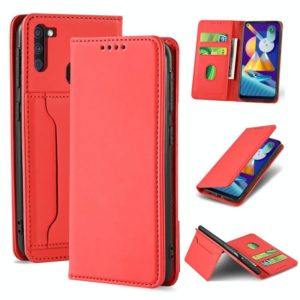For Samsung Galaxy M11 Strong Magnetism Liquid Feel Horizontal Flip Leather Case with Holder & Card Slots & Wallet(Red) (OEM)
