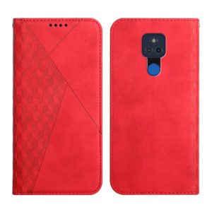 For Motorola Moto G Play 2021 Diamond Pattern Splicing Skin Feel Magnetic Horizontal Flip Leather Case with Card Slots & Holder & Wallet(Red) (OEM)