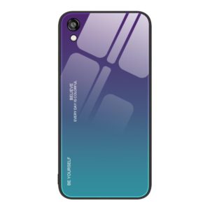 For Honor Play 3e Gradient Color Glass Phone Case(Aurora Blue) (OEM)