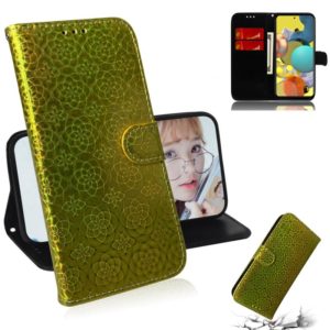 For Samsung Galaxy A51 5G Solid Color Colorful Magnetic Buckle Horizontal Flip PU Leather Case with Holder & Card Slots & Wallet & Lanyard(Gold) (OEM)