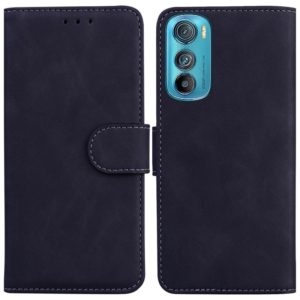 For Motorola Edge 30 Skin Feel Pure Color Flip Leather Phone Case(Black) (OEM)