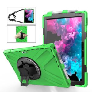 For Microsoft Surface Pro 4 / 5 Shockproof Colorful Silicone + PC Protective Case with Holder & Hand Strap & Pen Slot(Green) (OEM)