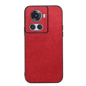 For OnePlus 10R / Ace Wood Texture PU Phone Case(Red) (OEM)