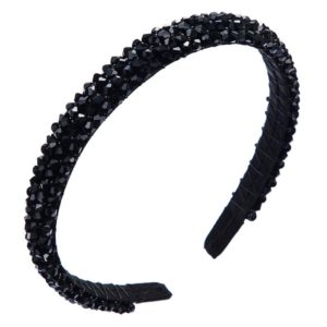 Handmade Fine-edged Fabric Headband Crystal Headband(Black) (OEM)