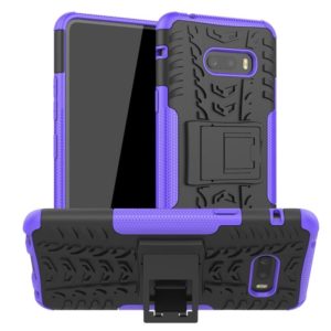 For LG V50S ThinQ 5G / G8X ThinQ Tire Texture Shockproof TPU+PC Protective Case with Holder(Purple) (OEM)
