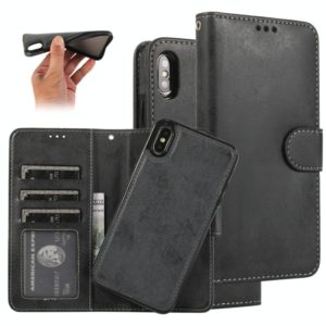 For iPhone XS Max KLT888-2 Retro 2 in 1 Detachable Magnetic Horizontal Flip TPU + PU Leather Case with Holder & Card Slots & Photo Frame & Wallet(Black) (OEM)