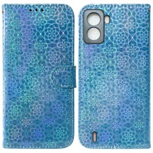 For Tecno Pop 6 No Fingerprints Colorful Magnetic Buckle Leather Phone Case(Blue) (OEM)