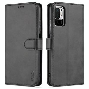 For Xiaomi Redmi Note 10 5G AZNS Skin Feel Calf Texture Horizontal Flip Leather Case with Card Slots & Holder & Wallet(Black) (AZNS) (OEM)