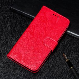 For Xiaomi Redmi K40 Lace Flower Embossing Pattern Horizontal Flip Leather Case with Holder & Card Slots & Wallet & Photo Frame(Red) (OEM)