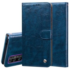 For Huawei Honor 30 Business Style Oil Wax Texture Horizontal Flip Leather Case with Holder & Card Slots & Wallet(Blue) (OEM)
