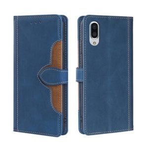 For Sharp Aquos Sense 3 Plus Skin Feel Straw Hat Magnetic Buckle Leather Phone Case(Blue) (OEM)
