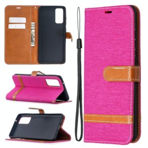 For Samsung Galaxy S20 FE 5G / S20 Lite Color Matching Denim Texture Horizontal Flip Leather Case with Holder & Card Slots & Wallet & Lanyard(Rose Red) (OEM)