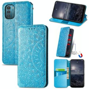 For Nokia G21 Blooming Mandala Embossed Magnetic Leather Phone Case(Blue) (OEM)