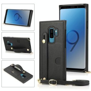 For Samsung Galaxy S9 Wrist Strap PU+TPU Shockproof Protective Case with Crossbody Lanyard & Holder & Card Slot(Black) (OEM)