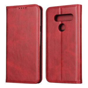 For LG V40 ThinQ Calf Texture Magnetic Horizontal Flip Leather Case with Holder & Card Slots & Wallet(Red) (OEM)