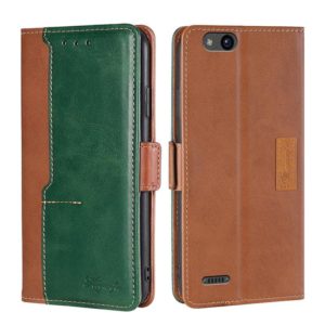 For ZTE Tempo X/Vantage/Z839/N9137 Contrast Color Side Buckle Leather Phone Case(Light Brown + Green) (OEM)