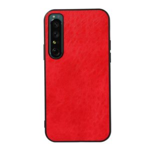For Sony Xperia 1 IV Accurate Hole Crazy Horse Texture PU Phone Case(Red) (OEM)